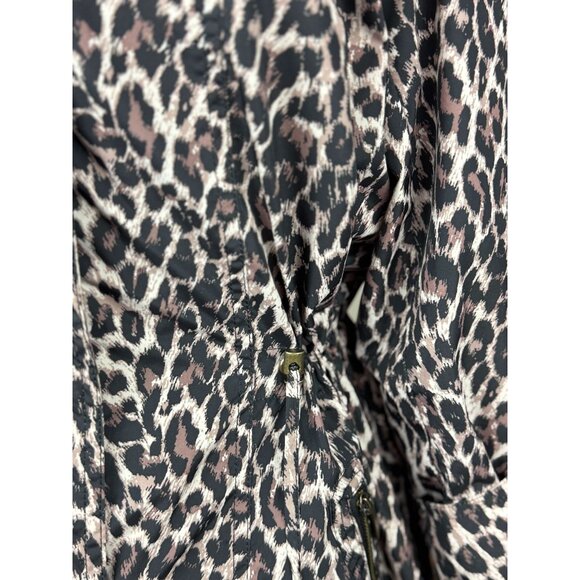JM Collection Leopard Coat Jacket Womens M Brown Black Belted Waist Snap Button - Picture 16 of 16